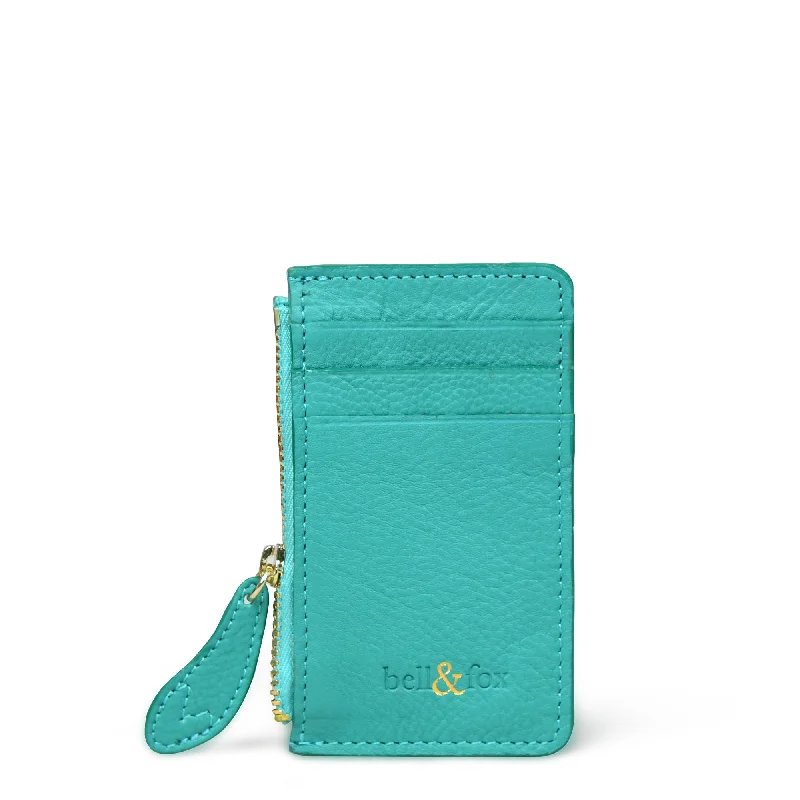 Handle bags with vintage clasps for nostalgia -LIA Leather Card Holder - Teal Leather