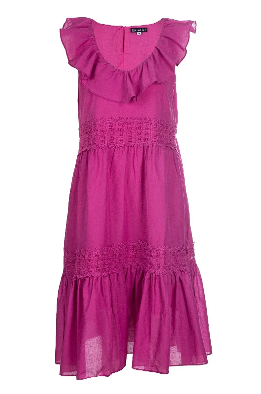 Tie-up Dresses for Decorative -100% Cotton Voile Dress | MAGENTA | 6423A1