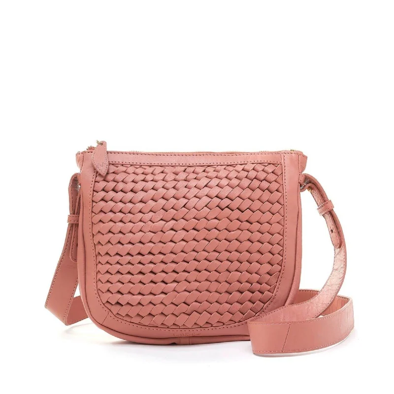 Handle bags with seasonal prints for holidays -CARO Woven Cross Body Bag - Terracotta