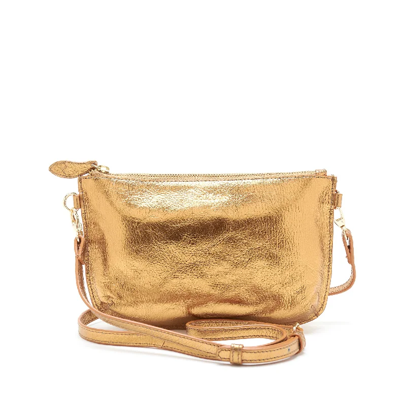 Handle bags with seasonal prints for holidays -IZZY Cross Body Bag / Clutch - Bronze Leather