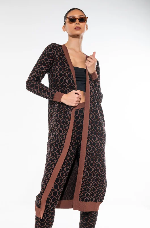 Beach - cardigan for a breezy cover - up -EVERYDAY MAXI KNIT CARDIGAN BLACK MULTI