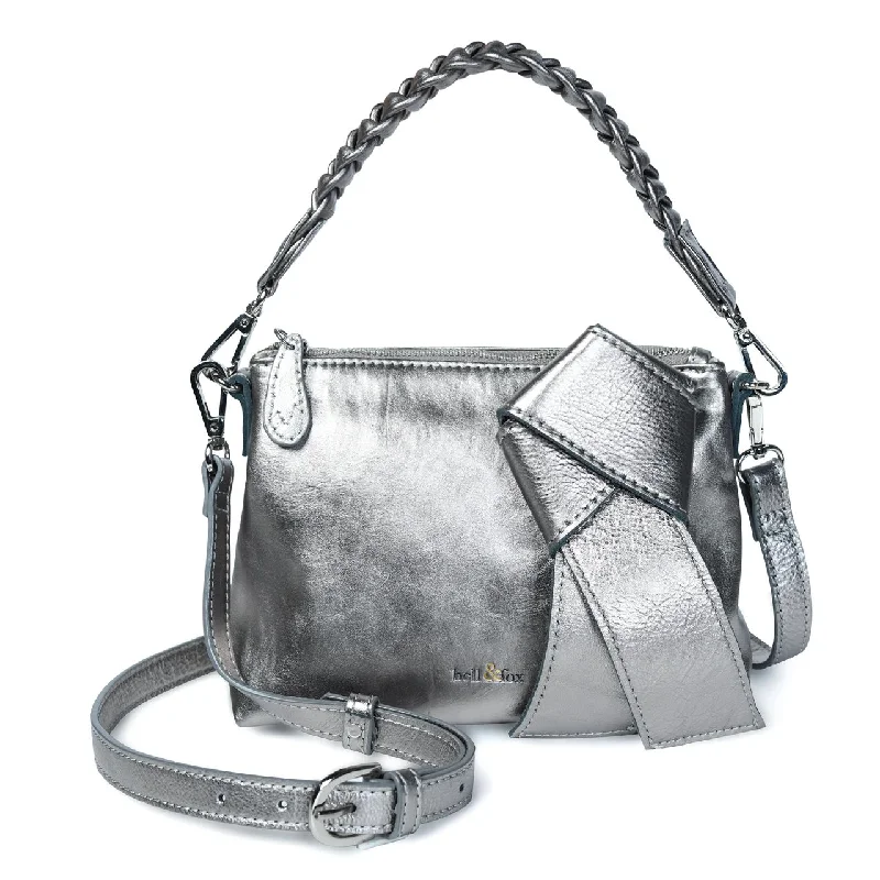 Handle bags with animal prints for flair -INDIRA Bow Detail Clutch / Crossbody in Gunmetal