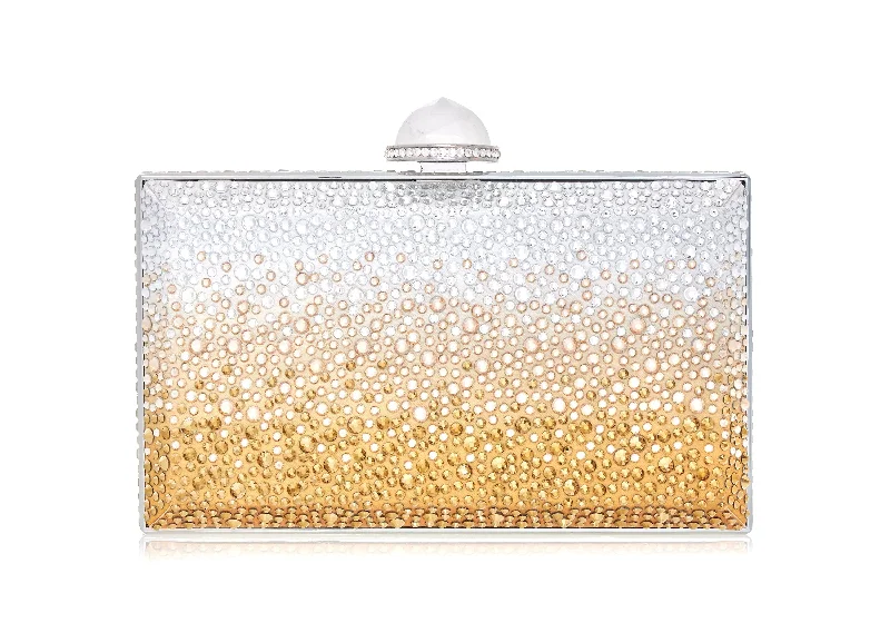 Handle bags with compact designs for portability -Skylar Crystal Caviar Gradient Golden