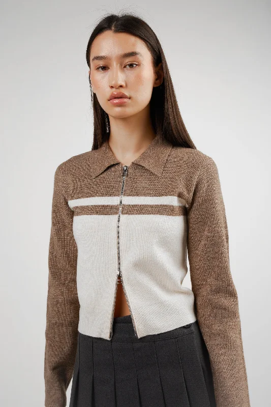 Modern - style cardigan for a contemporary feel -COLOUR BLOCK ZIP CARDIGAN