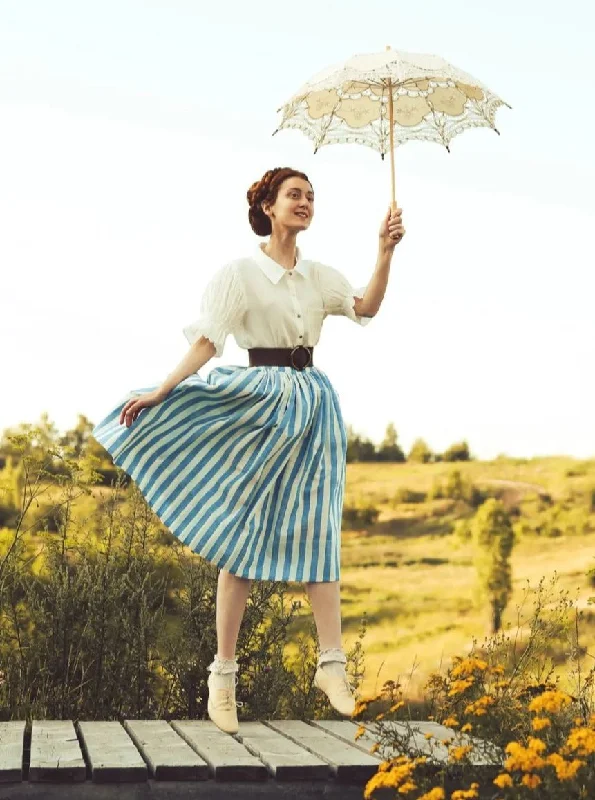 Ruffled skirts for soft romantic appeal -Lily of the valley 11 | Striped linen skirt