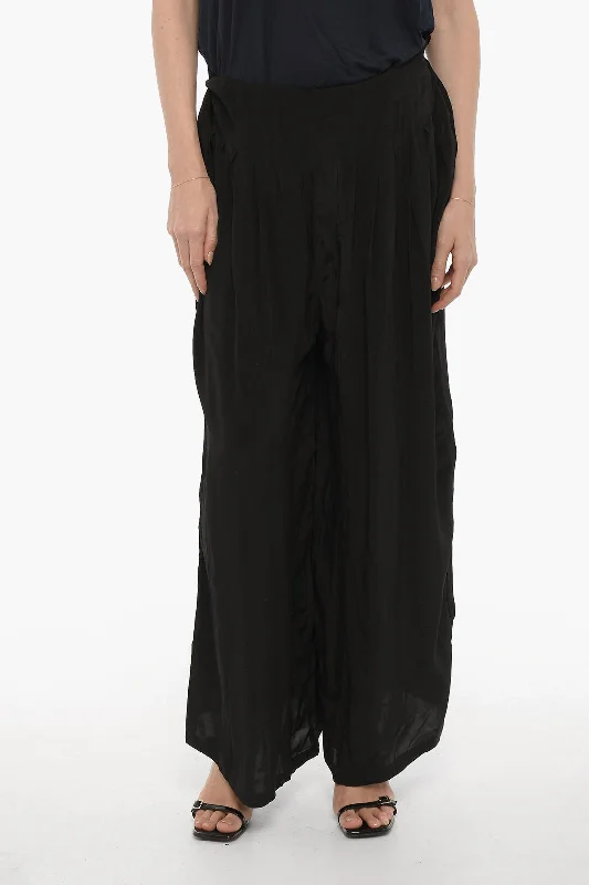 Bright colored tight trousers for women with striking hues for bold statement -AllSaints Sheer Fabric HEZZY Pants with Drawstring Waist