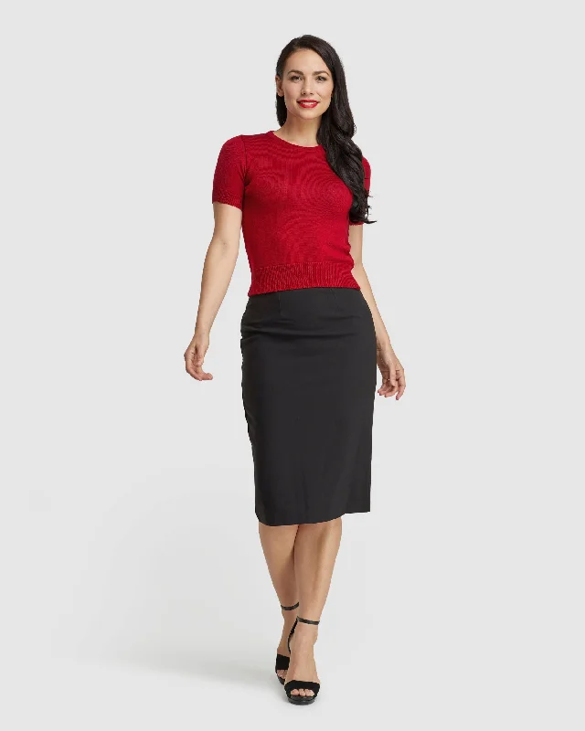 Durable skirts with reinforced seam strength -Pencil Skirt  Black