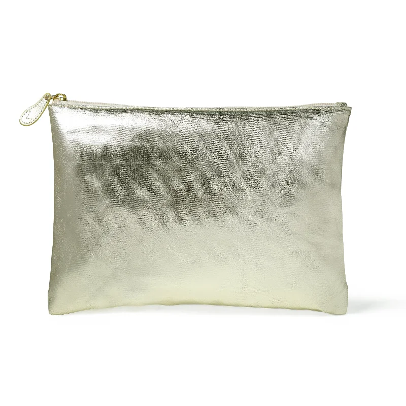 Handle bags with camouflage patterns for edge -LILY Pouch in Gold Foil Canvas