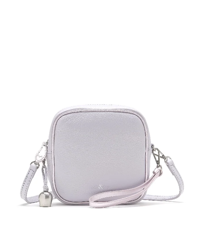 Handle bags with bright florals for cheer -MARLO Mini Cross Body Bag / Wristlet Clutch - Lavender Grey with Metallic