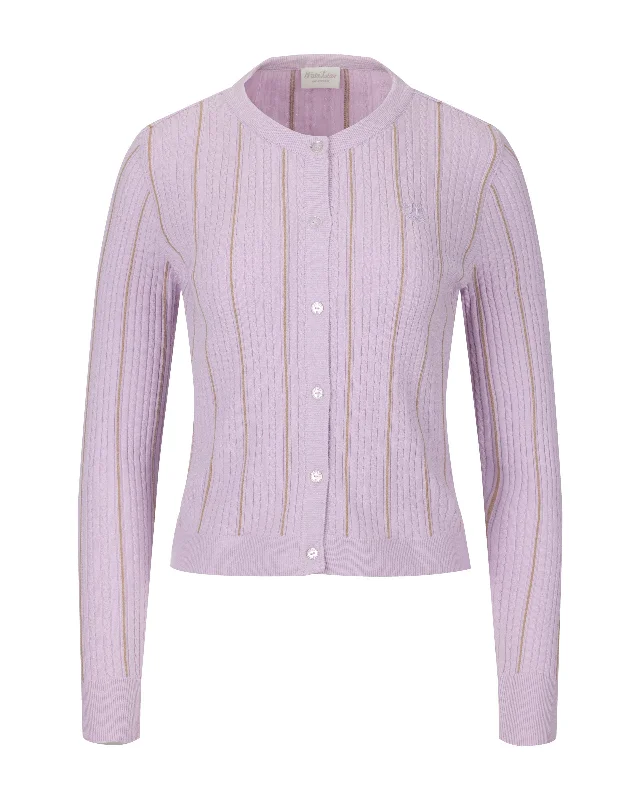 Office - appropriate cardigan for work -Fair Liar Multi Color  Cable cardigan - Lavender