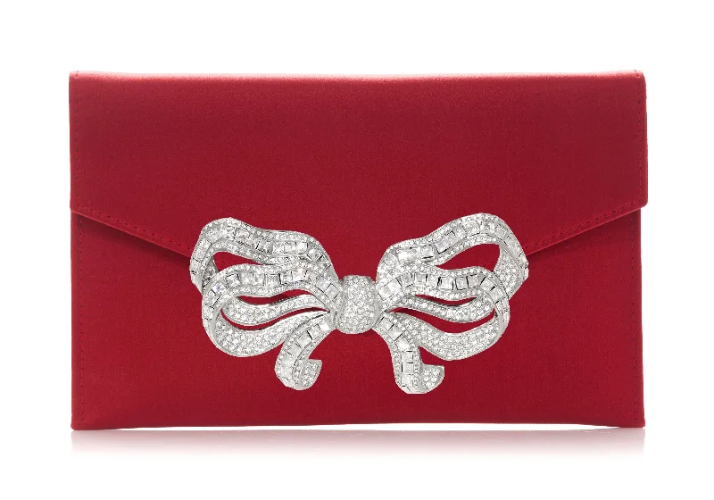 Handle bags with lightweight fabric for ease -Satin Bow Envelope Red