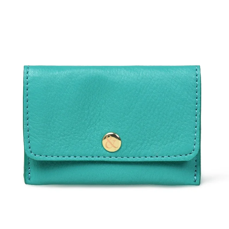 Handle bags with structured shapes for class -ELLIE  Popper Card Holder Purse - Teal