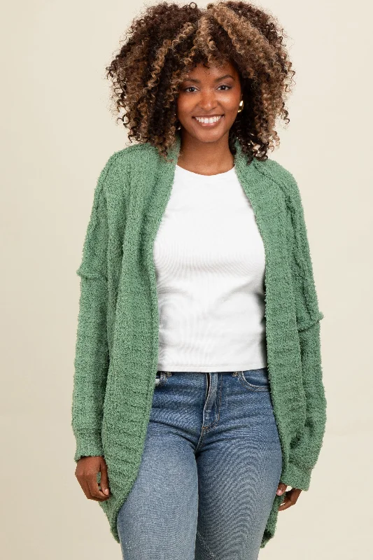 Blue - cardigan for a classic and calm look -Olive Chunky Knit Dolman Cardigan