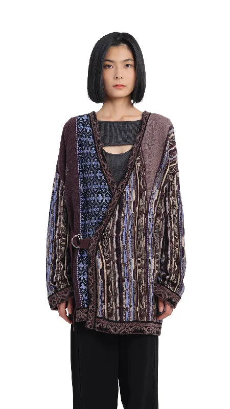 Friends - meeting cardigan for a casual get - together -Queen Sisi Fancy Jacquard Cardigan