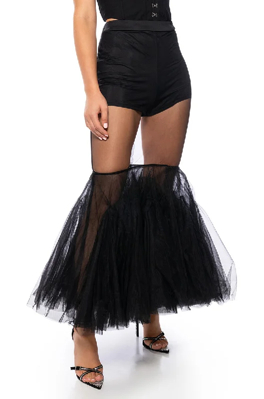 A-line skirts with flared hem elegance -PRINCESS VIBES TULLE SKIRT IN BLACK