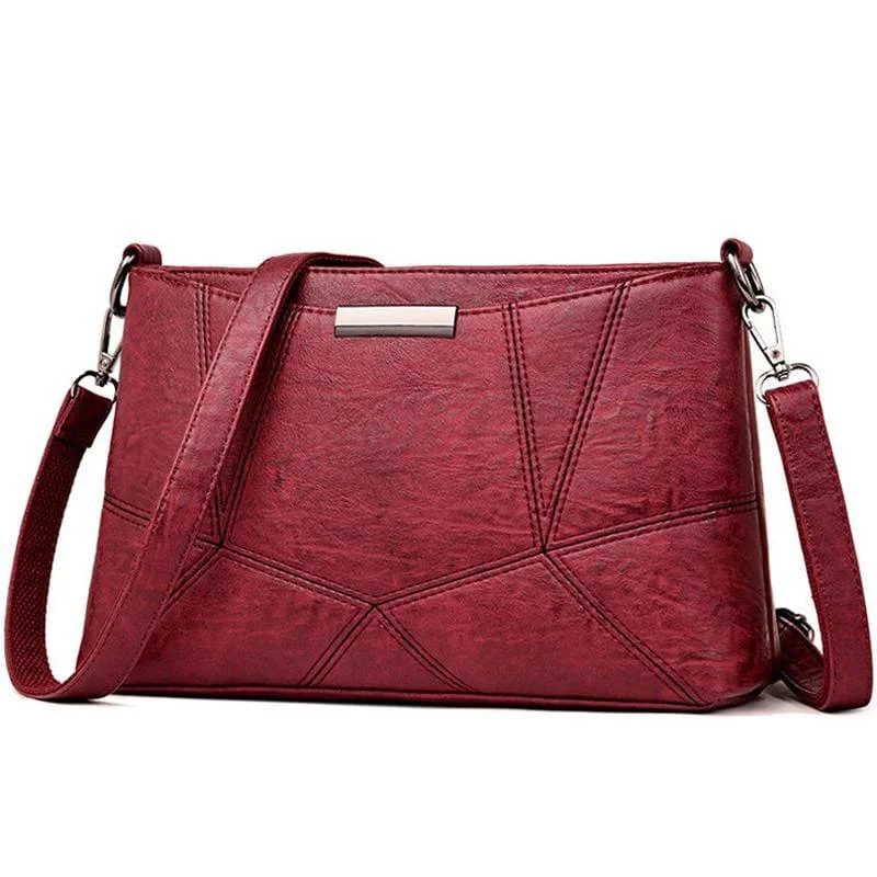 Reversible handle bags offering dual design styles -Genuine Leather Handbags Pigskin Patchwork Flap Crossbody Bag