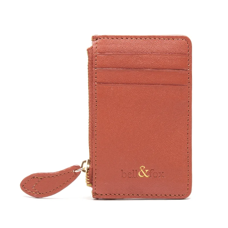 Handle bags with bright accents for pop -LIA Leather Card Holder - Tan