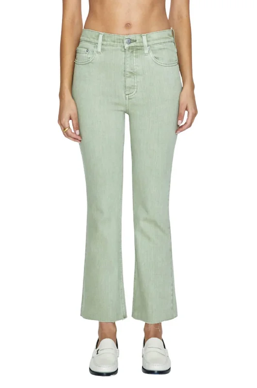 Tight trousers for women with faux leather material for sleek and modern look -Lennon Pants In Sage Snow