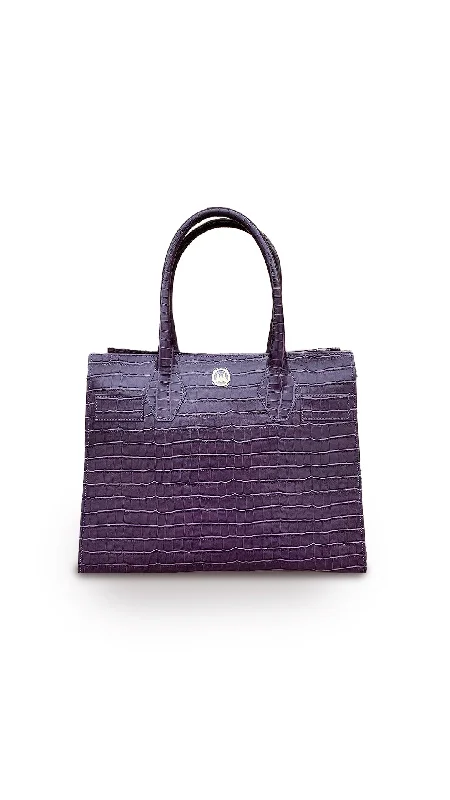 Handle bags with sleek silhouettes for fashion -Montreal Maxi: Purple Crocodile Print