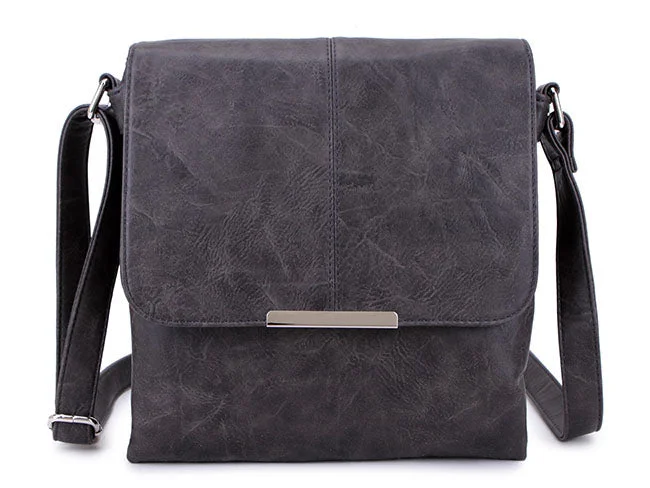 Leather handle bags for elegant daily carry -LARGE MULTI POCKET CROSS BODY MESSENGER BAG - DARK GREY