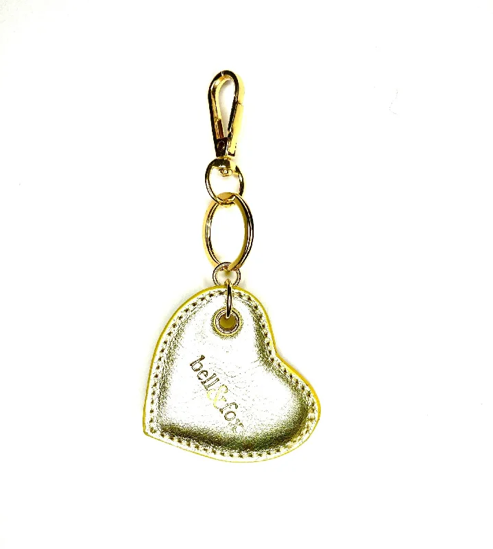 Handle bags with floral prints for spring -CUPID Heart Keyring - Gold Metallic