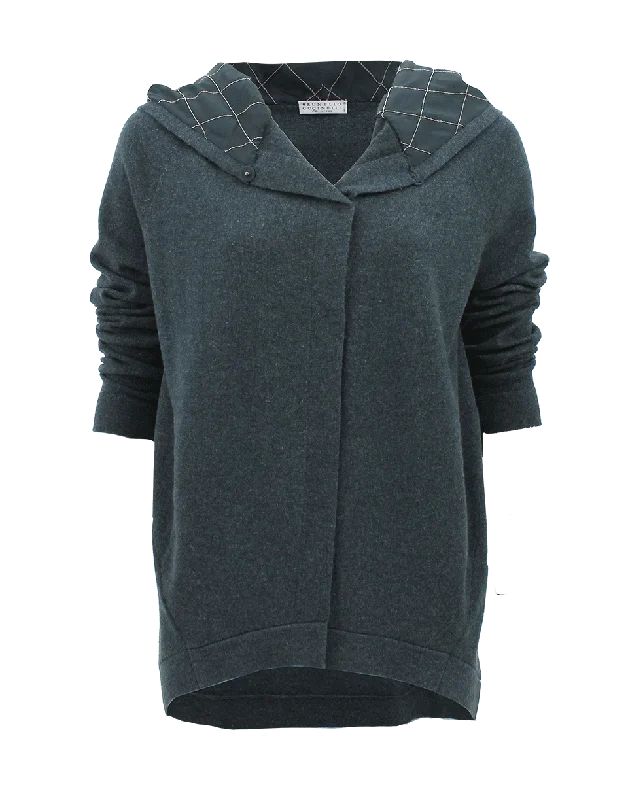 Mother's - Day cardigan for a thoughtful gift -Long Sleeve Asymmetrical Cardigan with Hoodie