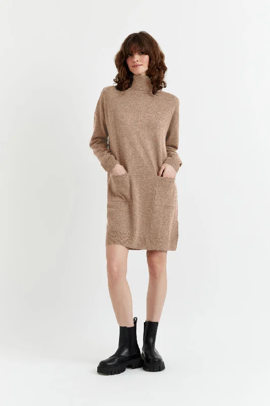 Striped Dresses for Fashionable -Hazel Wool-Cashmere Rollneck Mini Dress