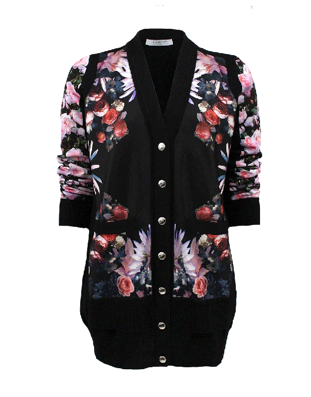 Tasseled - cardigan for a playful touch -Silk Print Cardigan