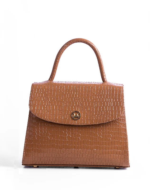 Handle bags with sturdy canvas for longevity -Paris Midi: Glossy Oat Crocodile Print