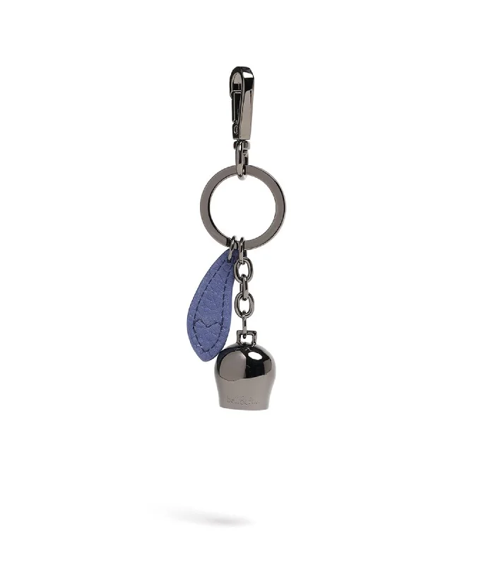 Handle bags with hidden pockets for security -BELLE Keyring - Gunmetal & Lupine Blue