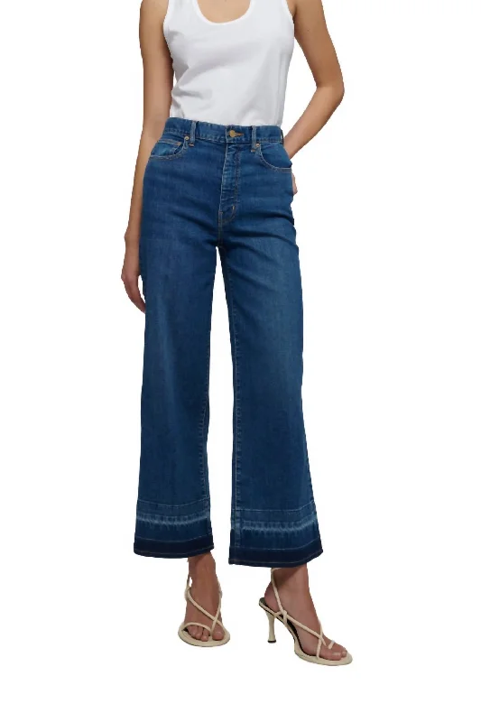 Tight trousers for women with leather accents and modern, bold design -Isla High Rise Wide Crop Denim In Mercer