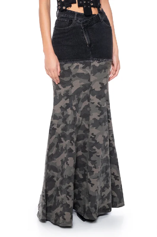 Casual skirts for relaxed weekend lounging -ON THE GO CAMO MAXI SKIRT