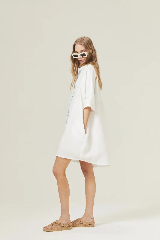 Studded Dresses for Statement -LANHTROPY - LIGHTHOUSE LINEN SHIRT DRESS