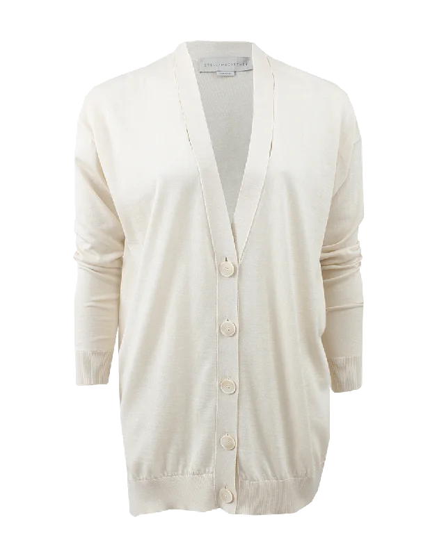 Metallic - cardigan for a shiny and glamorous look -V-Neck Cardigan With Slits