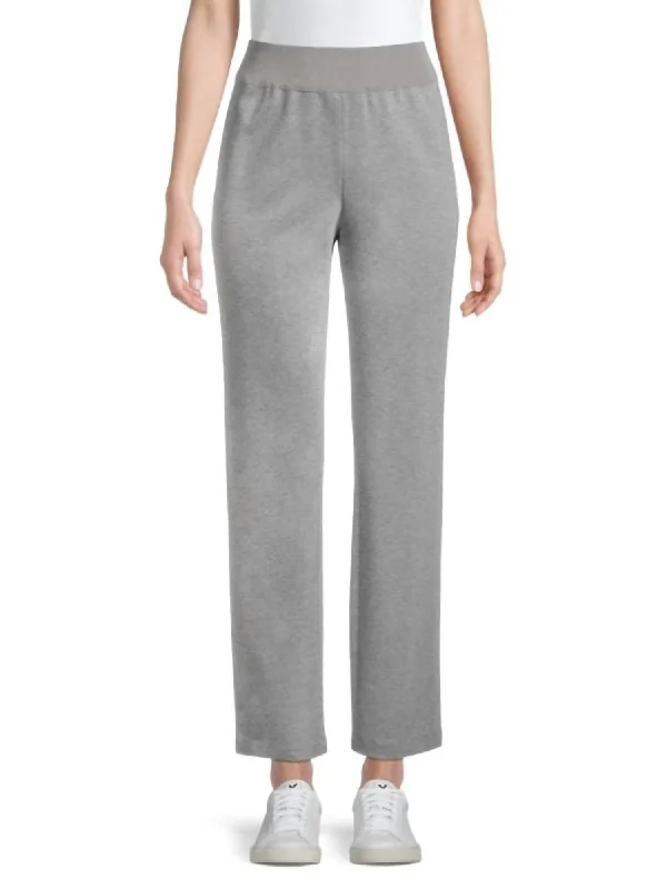 Tight trousers for women with leather accents and modern, bold design -Remsen Slim Fit Pants In Nickel Melange