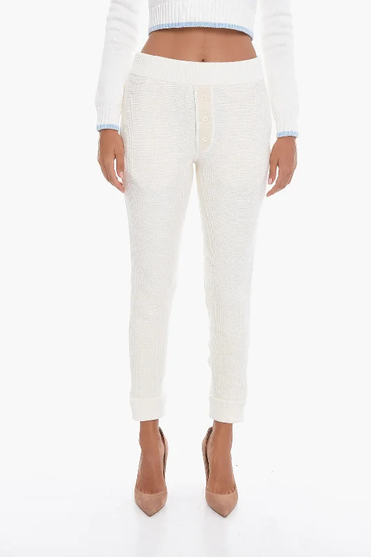 High-waisted tight trousers for women with belt loops for added style -The Row Cashmere Blend GINZENA Sweatpants with Buttons