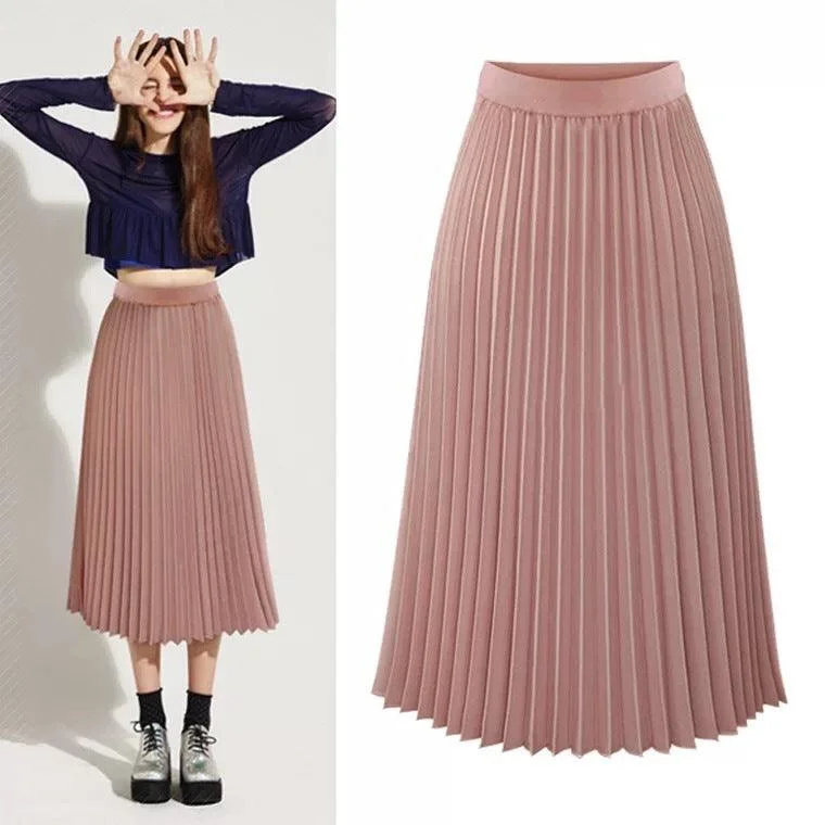 Classic skirts with subtle texture weave -Women's mid-length chiffon skirt