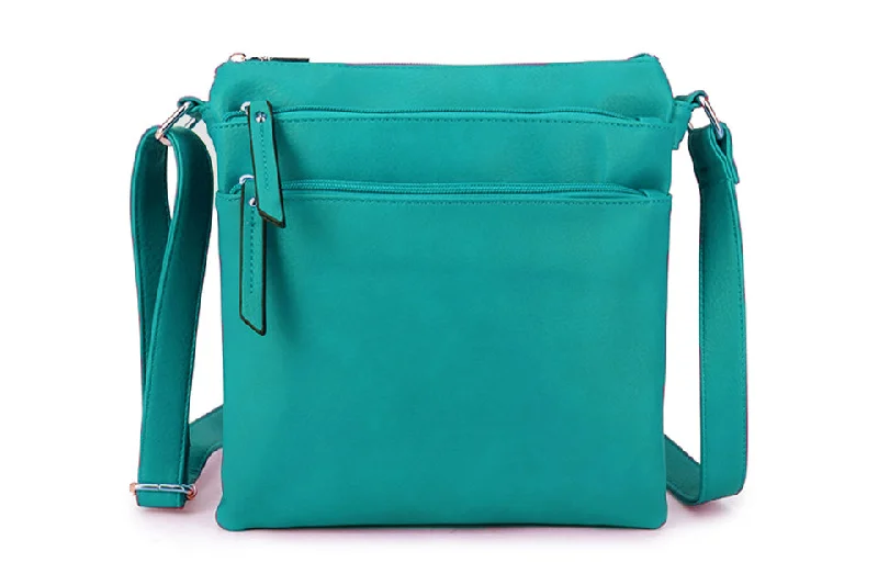 Handle bags with tie-dye patterns for fun -PLAIN TEAL MULTI COMPARTMENT CROSS BODY SHOULDER BAG