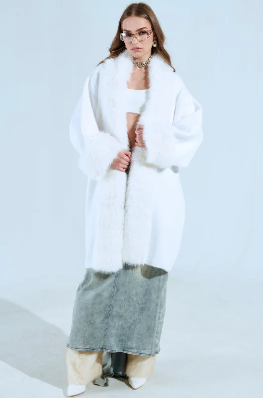 Shawl - collar cardigan for a sophisticated look -SNOW BUNNY LONG CARDIGAN