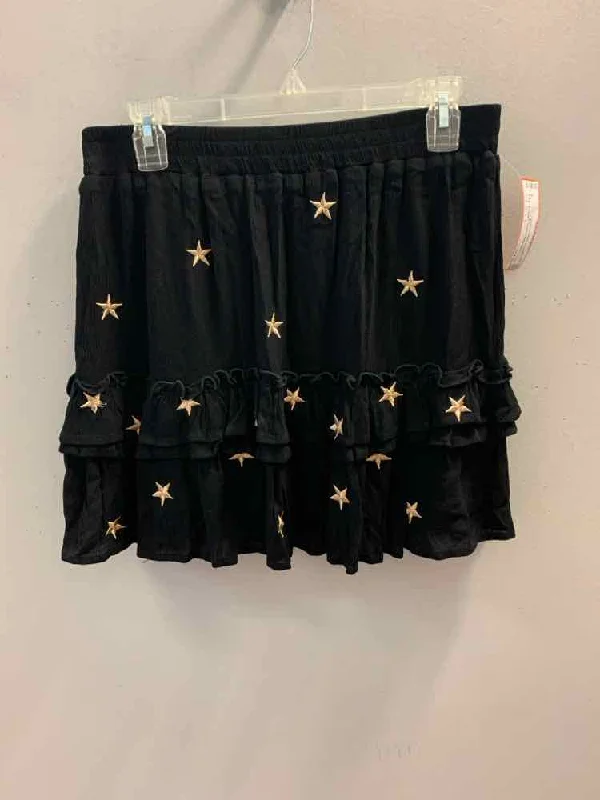 Faux Leather Dresses for Affordable -NWT STORIA Dresses and Skirts Size L BLK/GOLD STARS MINI Skirt