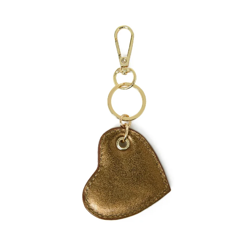 Handle bags with floral embroidery for detail -CUPID Heart Keyring - Bronze Metallic