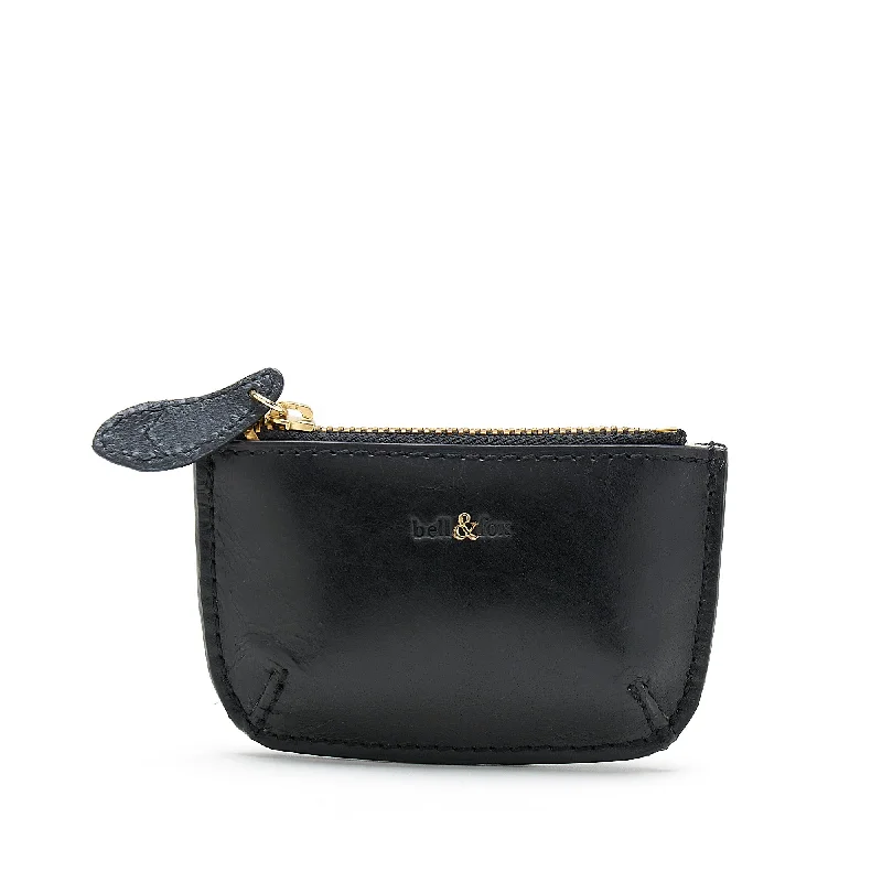 Handle bags with bold checks for trend -MINI FAYE Leather Purse - Black Leather