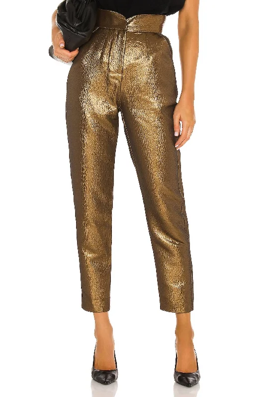 Light denim tight trousers for women with casual fit and comfortable material -Dorothy Pant In Antique Gold