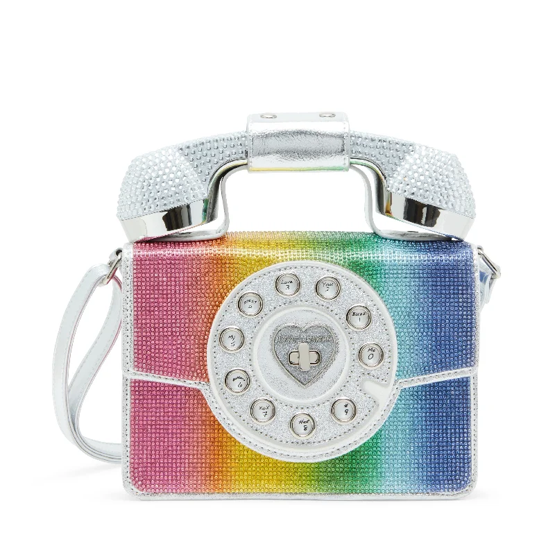 Handle bags with elegant gold-tone hardware -Betsey Johnson Kitsch Rainbow High Phone Crossbody Bag