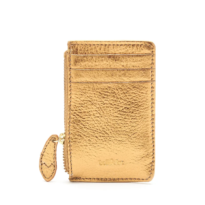 Handle bags with playful patterns for fun -LIA Leather Card Holder - Light Bronze