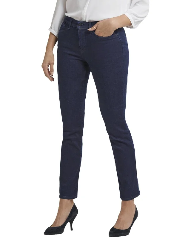 Boho-inspired tight trousers for women with earthy tones and relaxed fit -NYDJ Petite Sheri Rinse Slim Jean