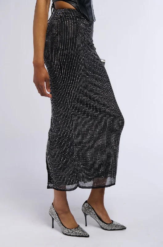 Ruffled maxi skirts for boho summer flair -NEED THE BLING EMBELLISHED MAXI SKIRT