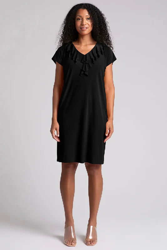 Shift Dresses for Simple Look -Flutter Dress Drop Shoulder | Black