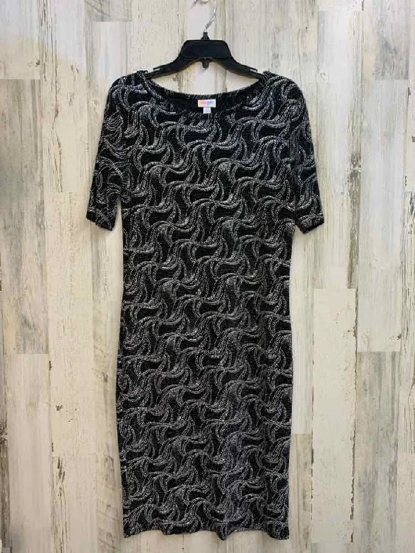 Floral Dresses for Romantic -LULAROE Dresses and Skirts Size L BLK/SILVER WAVES SHORT SLEEVES Dress