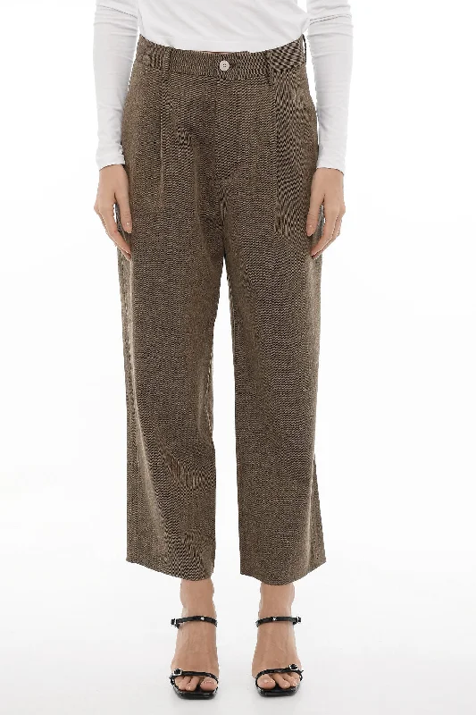 Printed tight trousers for men with camo, plaid, or abstract design for style -Sibel Saral Wool Blend FRITZ Single Pleat Pants